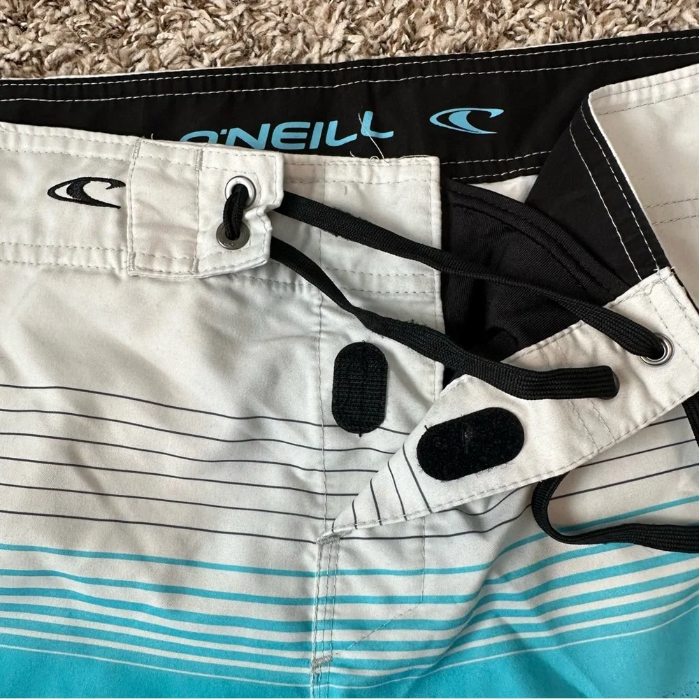 O'Neill Men's Striped Multicolored Swim Shorts Blue Purple Gray Surf Beach Wear